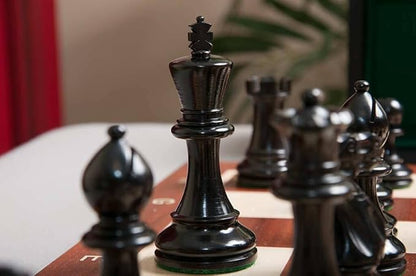 The House of Staunton The Grandmaster Chess Set Box and Board Combination - Ebonized Boxwood