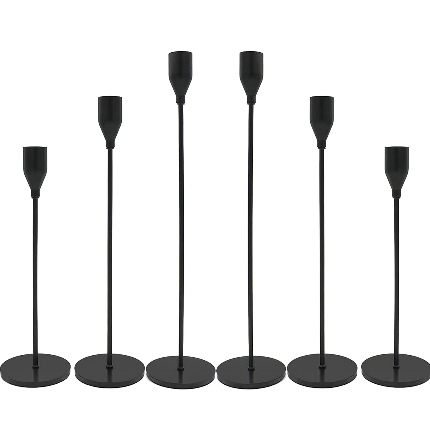 Matte Black Candlestick Holders, Set of 6 Candle Holders for 3/4" Taper Candles&Led Modern Metal Candle Stands Decorative Table Centerpieces for Wedding Party Church,Decorative Fitting