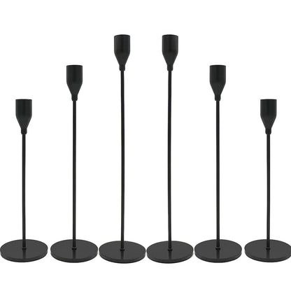Matte Black Candlestick Holders, Set of 6 Candle Holders for 3/4" Taper Candles&Led Modern Metal Candle Stands Decorative Table Centerpieces for Wedding Party Church,Decorative Fitting