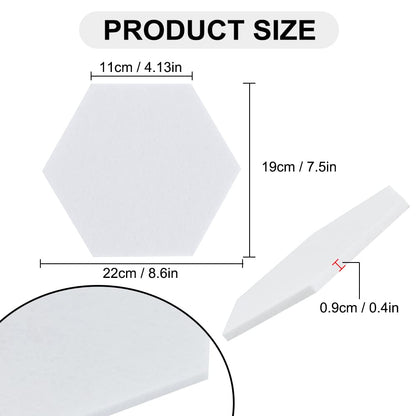 Vuzvuv 6 Pcs Hexagon Bulletin Board with 50 Pushpins & Sticky Note Adhesive Cork Board for Wall，Felt Pin Board for School，Office Decor（White）