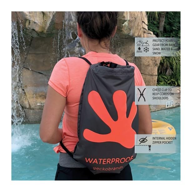 geckobrands Drawstring Travel Backpack 10L - Waterproof Lightweight Travel Dry Bag for Beach, Hiking, and Light Water Activities for Men & Women