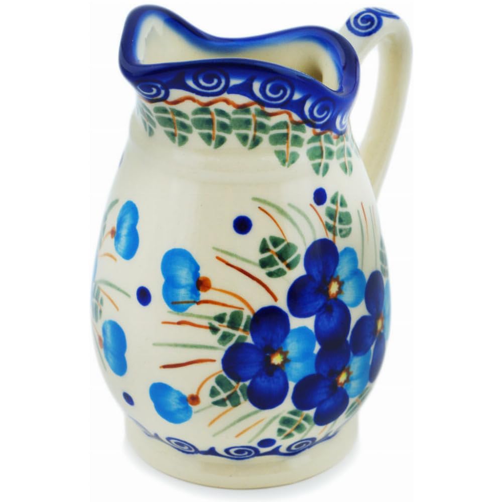 Polmedia Polish Pottery Mug 11 oz - Pansy Morning Pattern Handmade in Boleslawiec Poland by Ceramika Bona + Certificate of Authenticity