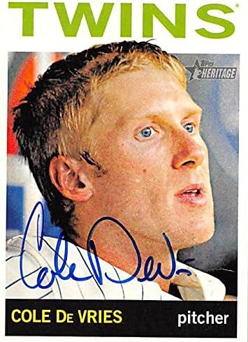 Sports Memorabilia Autograph Warehouse 245217 Cole De Vries Autographed Baseball Card - Minnesota Twins 2013 Topps Heritage - No. 371