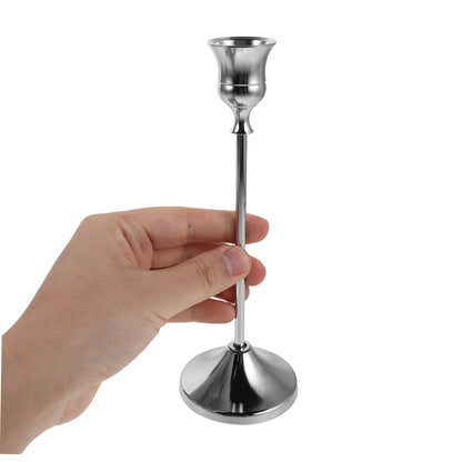 SWOOMEY 6pcs Metal Candlestick Holders for Taper Candles Secure Support and Polished Shiny Finish, Elegant European Craftsmanship, for Dinner Table Centerpiece and Wedding Events Décor