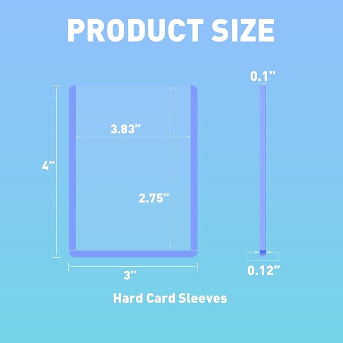 100ct Card Sleeves Hard Plastic - 100pt 3x4 Trading Card Protector Premium Card Sleeves Clear Open-Top Card Sleeve Fits Thick Cards Such as Baseball Soccer Basketball Hockey Game Cards