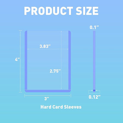 100ct Card Sleeves Hard Plastic - 100pt 3x4 Trading Card Protector Premium Card Sleeves Clear Open-Top Card Sleeve Fits Thick Cards Such as Baseball Soccer Basketball Hockey Game Cards