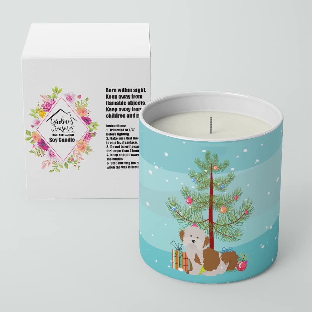 Caroline's Treasures CK3458CDL Havanese Christmas Tree 10 oz Decorative Soy Candle Nature Soy Wax Essential Oil Home Decor Ideal for Bedroom Kitchen Bath Office Gift, 10 oz