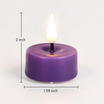 Eywamage Purple Flameless Wax Tealights with Remote Batteries, Flickering LED Tea Votive Candles Set of 10