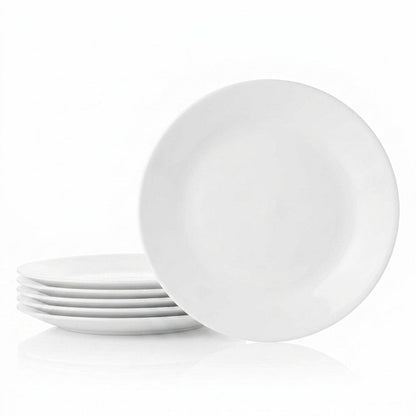 Corelle Vitrelle 6-Piece Salad Appetizer Plate Set Triple Layer Glass and Chip Resistant, 6-3/4-Inch Lightweight Round Plates, Winter Frost White