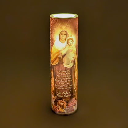 THE SAINTS COLLECTION Our Lady of Mount Carmel LED Flameless Devotional Prayer Candle