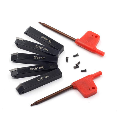 OSCARBIDE 5/16" Mini Lathe Indexable Carbide Turning Tool Holder, Metal Lathe Tools Inserts Bits with Carbide Inserts TCMT090204,5 Pieces/Set