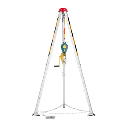 VEVOR Confined Space Tripod Kit, Heavy Duty Rescue Tripod Lifting Hoist 1200 lbs Winch, 4.1 ft Adjustable Legs, 65 ft Cable Portable Kit, 32.8 ft Fall Protection, 4.40-7.05 ft Working Height