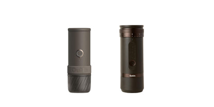 OutIn Mino with Fino, Portable Electric Espresso Machine with Portable Electric Coffee Grinder (Brown & Brown)