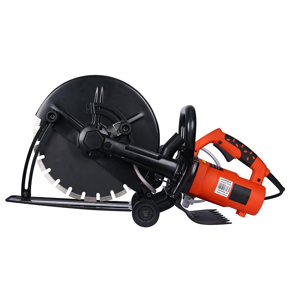 SPOFLYINN 14 Inch Blade Wet/Dry Power Angle Cutter Blade Cut Off Saw 2800W With Water Line Guide Roller With Water Line Attachment 14"