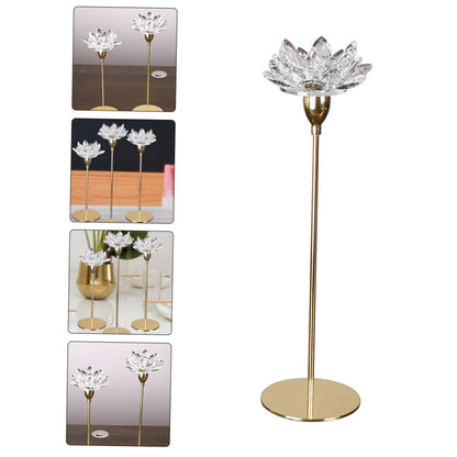 HOOTNEE Modern Metal Crystal Lotus Candle Holder Small Decorative Wedding Candlestick for Dining Room Romantic Home Décor