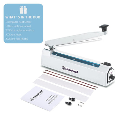 LinsnField Sealer Pro - 20 inch - 5mm Sealing Width Impulse Heat Sealer Manual - Most Heavy Duty for Strong, Secure Sealing for Long Term Food Storage Heat Sealer Machine for All Bags (White)