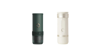 OutIn Mino with Fino, Portable Electric Espresso Machine with Portable Electric Coffee Grinder (Green & White)