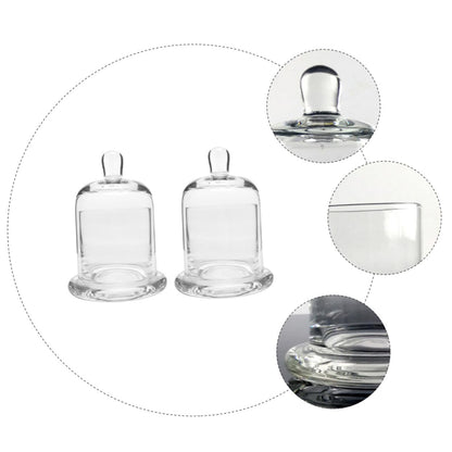 Amosfun 2 Sets Glass Candle Holders with Bell Handmade Blow Glass Candlesticks for Home Decor Weddings Romantic Atmosphere Display Height