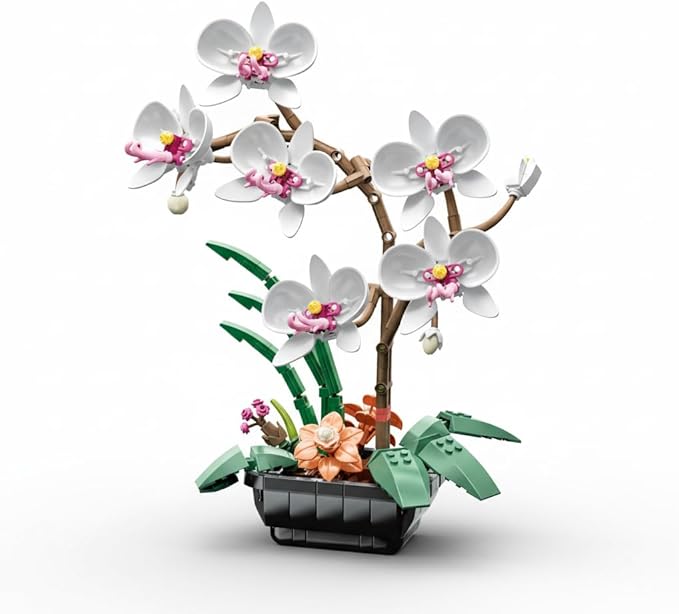 WISEPLAY White Orchid Building Block Flower Set for Adults – 581 PCS Botanical Collection Model Kit Elegant for Women Creative Adult Craft Set