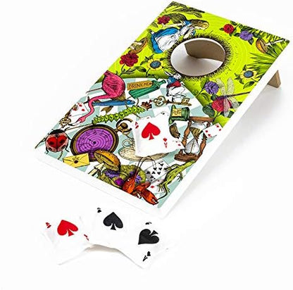 Professor PUZZLE Down The Rabbit Hole - Alice in Wonderland Themed Corn Hole Game/Bean Bag Toss Game