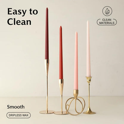 LSXHASGLD 12 Inch Taper Candles, Set of 4, Unscented Smokeless Long Tapered Candle for Wedding Home Decor Christmas (Red Series, 12in)