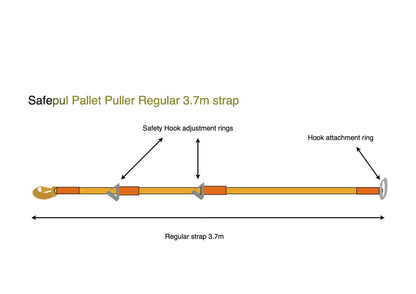 Safepul Pallet Puller Bar (with 3.7m Strap). For Forklifts – 74x18 cm Steel Pallet Hook & Polyester Pallet Puller Strap with Steel Hardware – Forklift Pallet Grabber for Pallet Transport