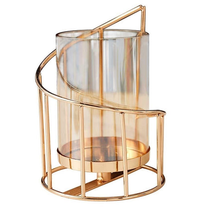 Candlestick Holder Golden Metal Candle Holder Multifunctional Glass Vase Glass Candle Holder Table Decoration Candle Modern Home Decoration Candle Holders (Size : Small)