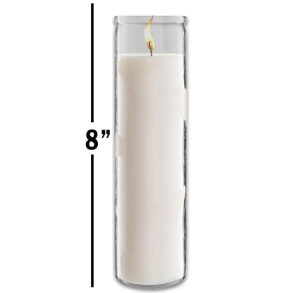 Generic White 8" Prayer Glass Candles - 12 Pack Devotional Candles for Vigils, Prayers, Blessings, Ceremonies | Bulk White Candles in Glass