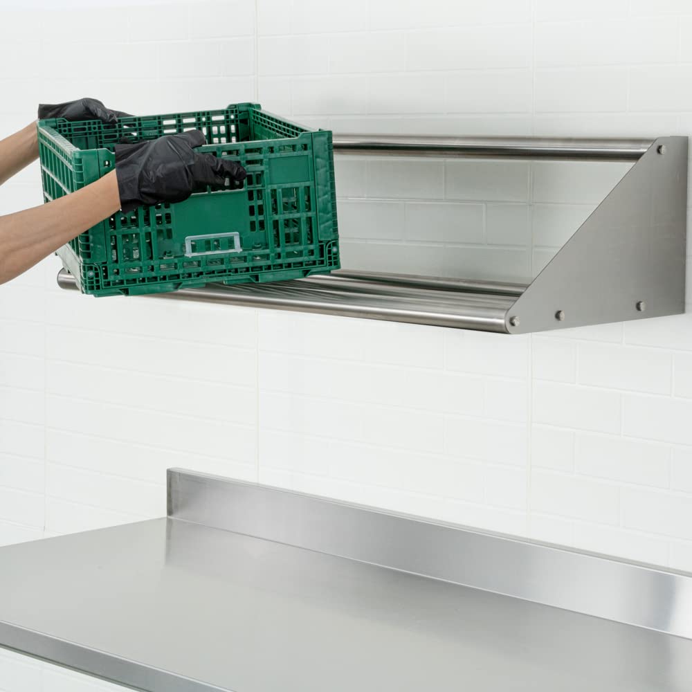 Restaurantware Kitchen Tek 42 x 18 x 11.3 Inch Commercial Kitchen Rack 1 Tubular Kitchen Sink Wall Shelf - Wall Mounted Sturdy Stainless Steel Commercial Kitchen Shelf 154-lb Capacity