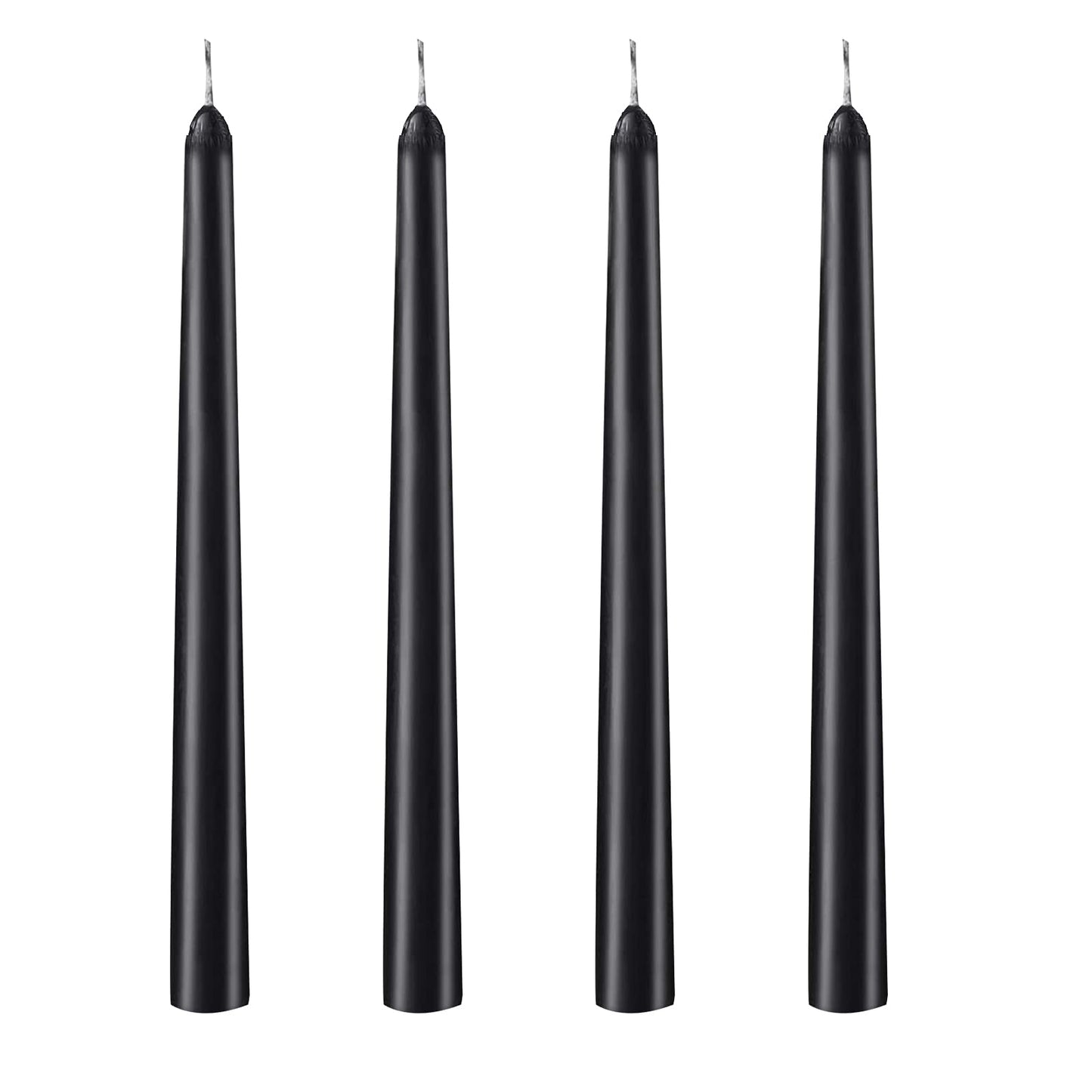 10 inch Black Taper Candles Set of 4 Tapered Candle, Tall Candlesticks,Dripless and Smokeless,Home Dinner Candl, Party, Wedding, Halloween, Christmas(9.9 inch, Black)