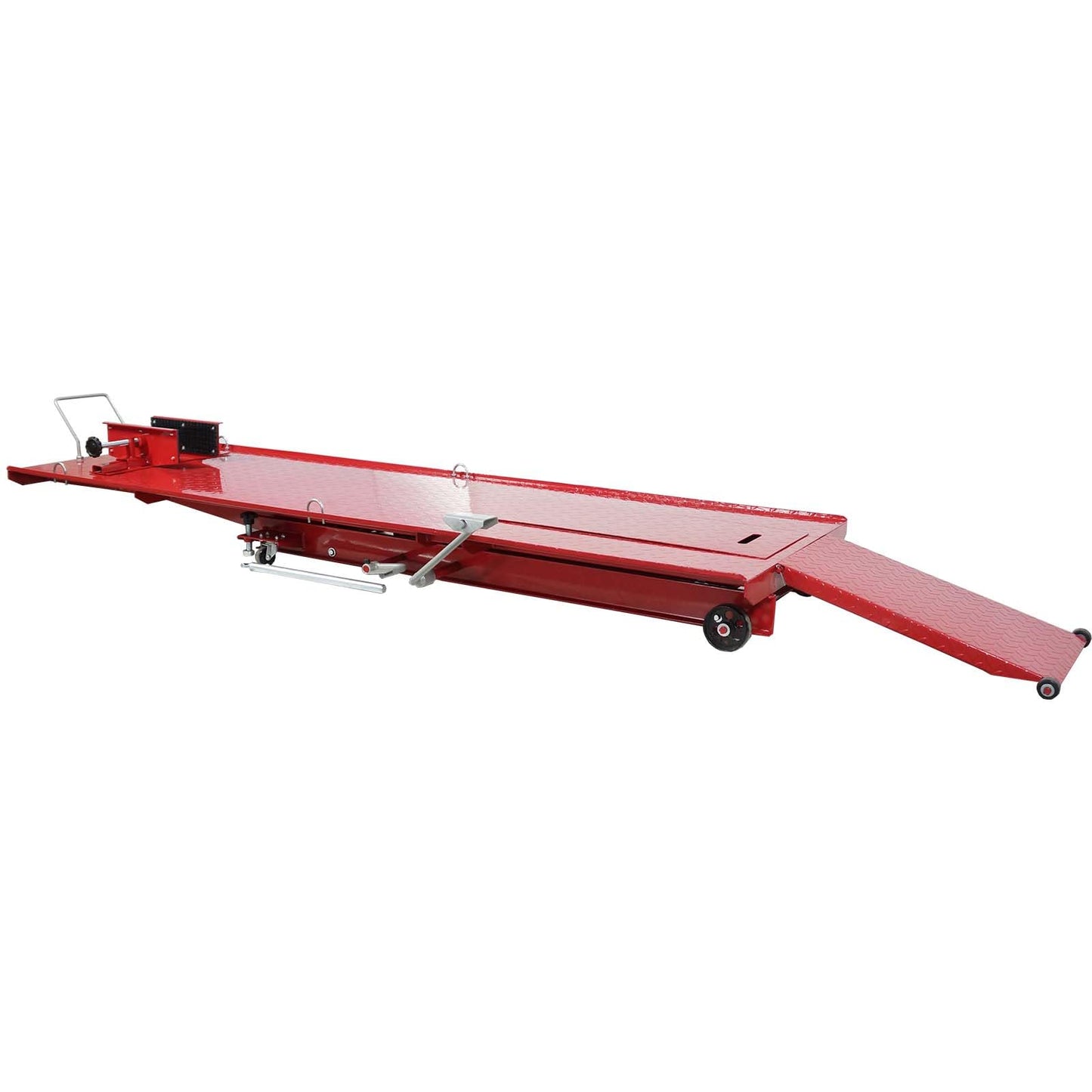 Hydraulic Motorcycle Lift Table 1000 LB Capacity, Heavy-Duty Steel Scissor Lift Hoist with Safety Lock & Wheel Clamp, Adjustable Jack Stand for Motorcycle Repair in Garages, Workshops, Home Use