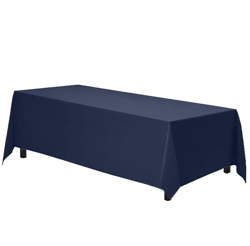 Gee Di Moda Rectangle Tablecloth - 90 x 156 Inch Navy Blue Table Cloth for 8 Foot Tables with Floor-Length Drop - Heavy Duty Washable Fabric for Holiday Party, Dinner, Weddings & Baby Shower