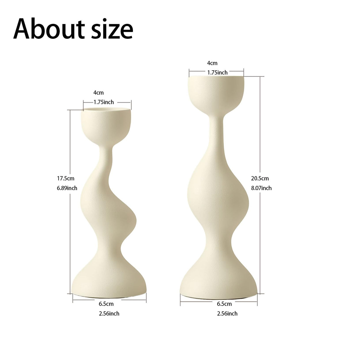Smtyle Ivory Tapered Candlestick Holders Cast Aluminum Candle Stick Holders Set of 2 for Taper Candles,Home Decor, Dining Table or Mantel