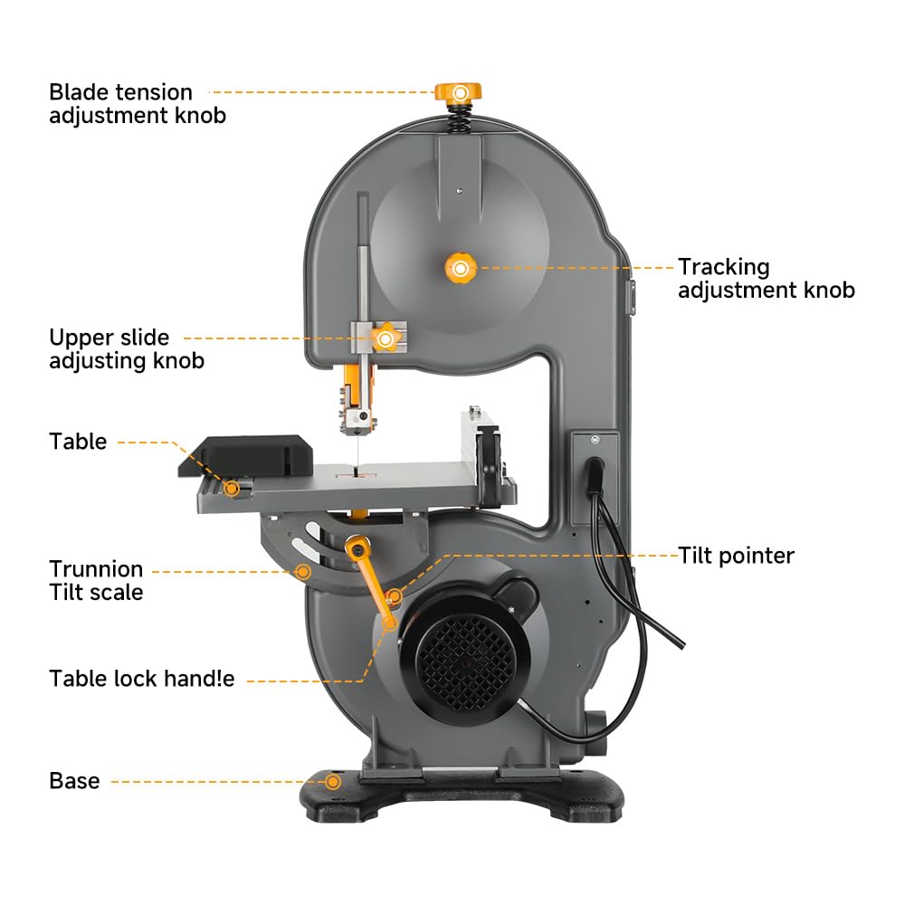HOTECHE 7-1/2-Inch Band Saw, 3-Amp, Max Cutting Depth 3.2-Inch Width 7.5-Inch,Tilting Range 0-45° for Precision Woodworking and Metal Cutting