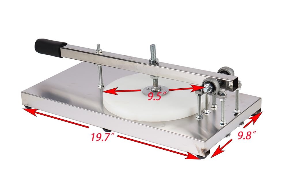 PreAsion 9.5Inch Pizza Dough Press Machine Stainless Steel Household Pizza Press with Plate Portable Commercial Dough Chapati Sheet Pizza Kitchen Dough Maker Tool