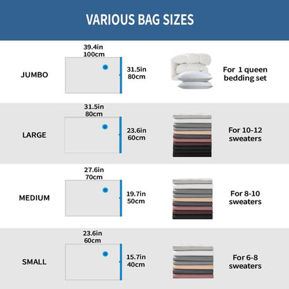 20 Pack Space Saver Vacuum Storage Bags for Clothing Travel, Vacuum Seal Compression Bags for Clothes, Packing, Luggage, Blankets, Comforters and Pillows, Electric Pump Included