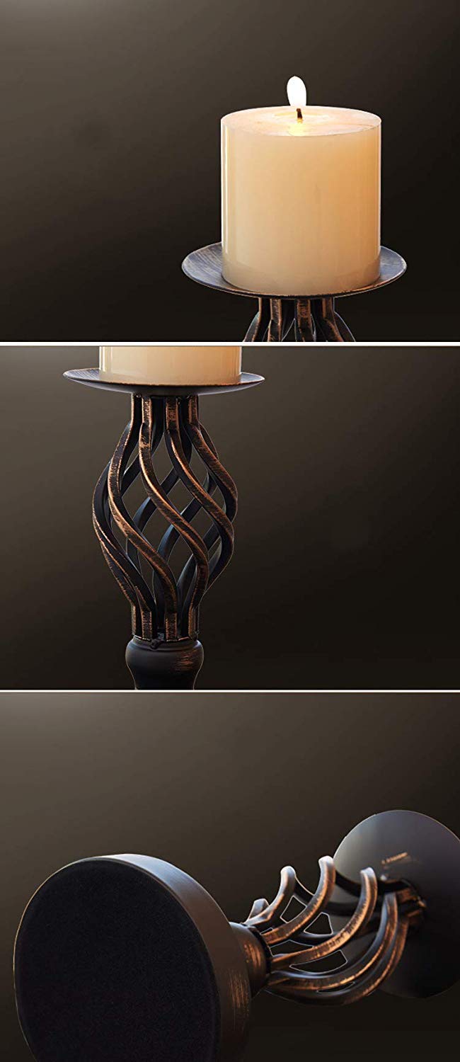 Column Candle Holder, Candle Holder Stand Metal Pillar Romantic Candlesticks Home Decor Candle Stand Candle Holders for Fireplace, Living or Dining Room Table, Gifts for Wedding Set of 2 (S + L) (Col