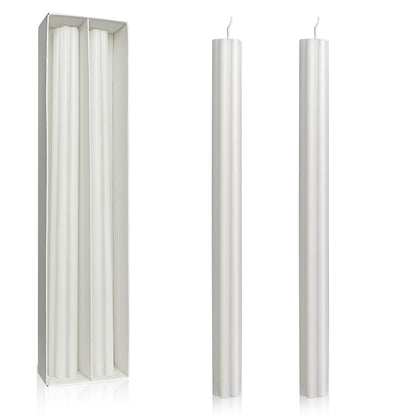 Dripless Taper Candles Unscented White Long Taper Candles Smokeless 10 Inch Roman Column Design Dinner Candlesticks for Home Decoration Holiday Gifts(2Pcs)