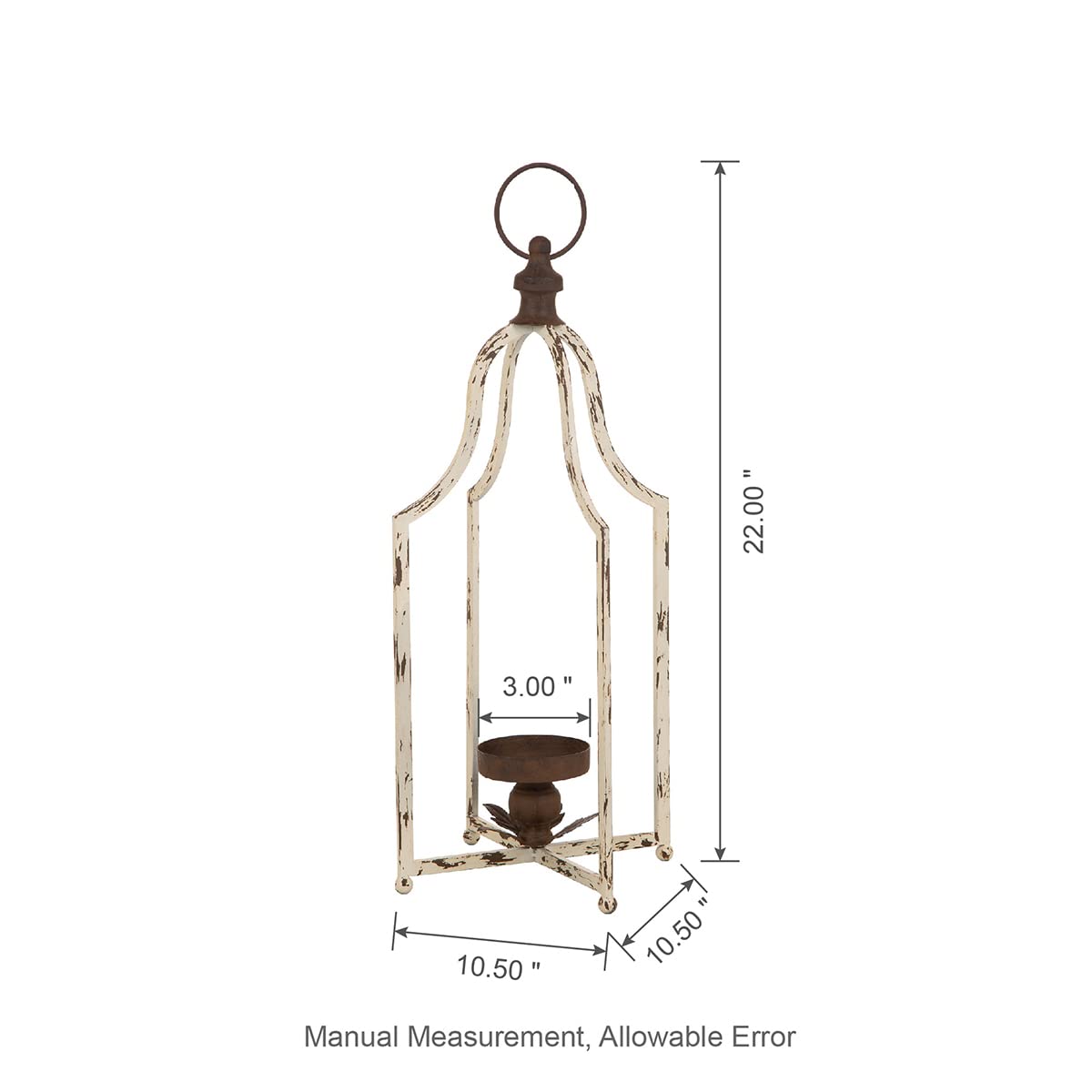 Glitzhome 22" Lanterns Decorative Indoor Outdoor, Farmhouse Metal Lanterns, Hanging Candle Holder for Porch Mantle Fireplace Patio Garden Home Decor,White
