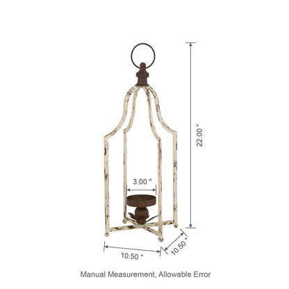 Glitzhome 22" Lanterns Decorative Indoor Outdoor, Farmhouse Metal Lanterns, Hanging Candle Holder for Porch Mantle Fireplace Patio Garden Home Decor,White