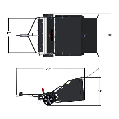 Brinly 42" Tow-Behind Combo Lawn Sweeper with Dethatcher and Hamper Windscreen