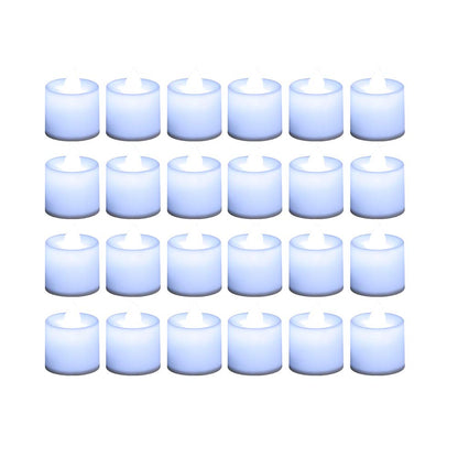 LANKER 24 Pack Flameless Led Tea Lights Candles, Steady Cool White Battery Operated Electronic Fake Candles, Decorations for Christmas, Halloween and Festival Celebration (White)