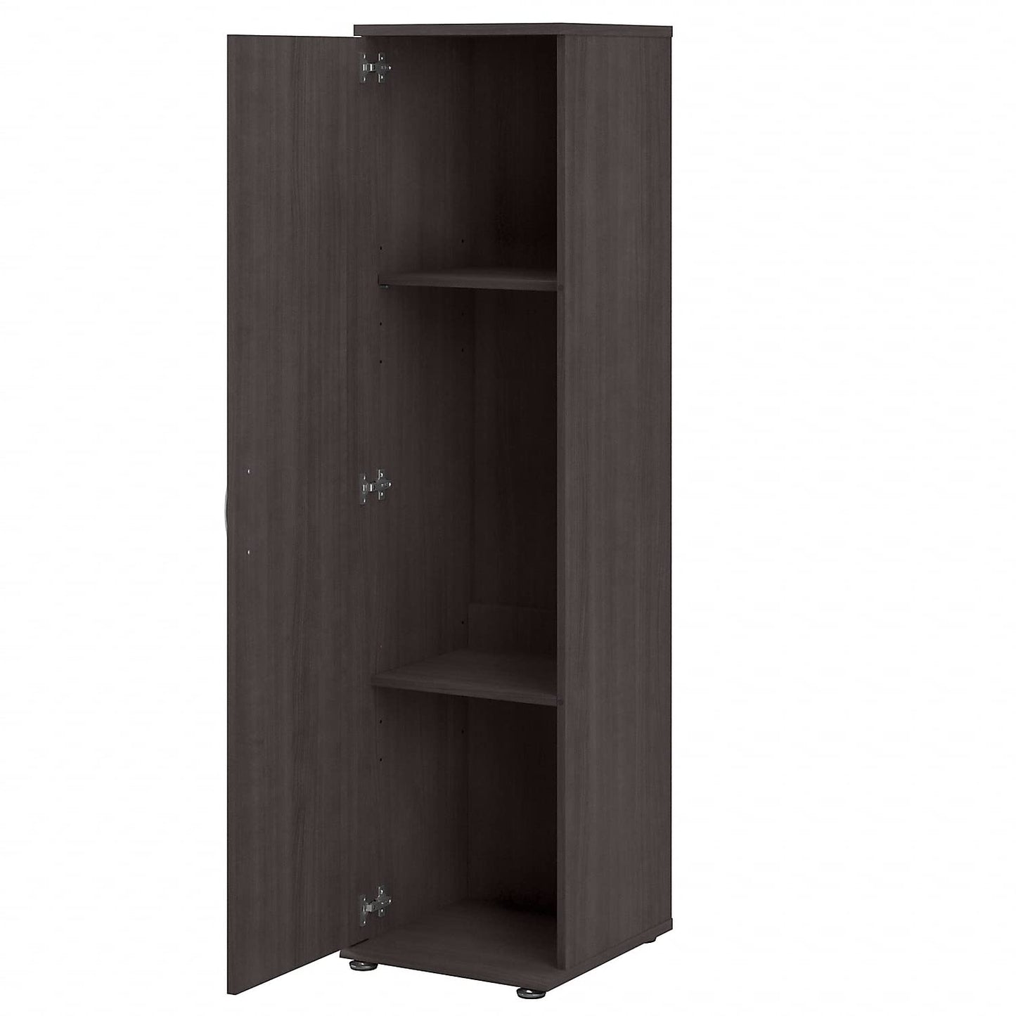 Bush Business Furniture Universal Tall Narrow Storage Cabinet with Door and Shelves in Storm Gray