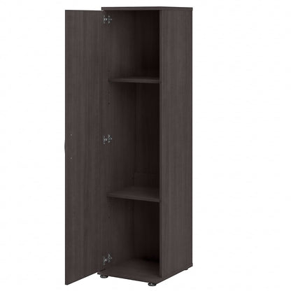 Bush Business Furniture Universal Tall Narrow Storage Cabinet with Door and Shelves in Storm Gray