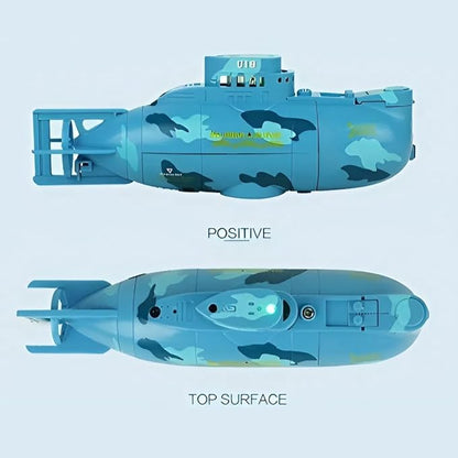 Mini RC Boat Toy Remote Control Tourist Submarine Underwater Electric Fish Tank Diving Child's Birthday Present(Blue)