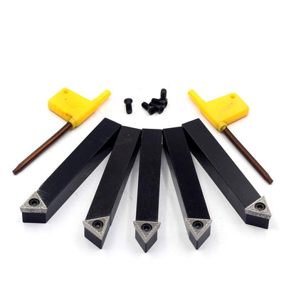OSCARBIDE 1/2" Mini Lathe Indexable Carbide Turning Tool Holder 5 Pieces/Set,Metal Lathe Cutting Tools with Carbide Inserts TCMT16T304