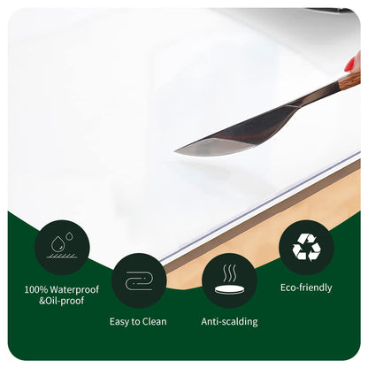 Multi-Size 24x48 inch Clear Plastic Table Protector Kitchen Dining Table Wood Furniture Cover Screen Protection Plastic Tablecloth Wipeable Waterproof Desktop Protective Pad PVC Vinyl Coffee Tabletop