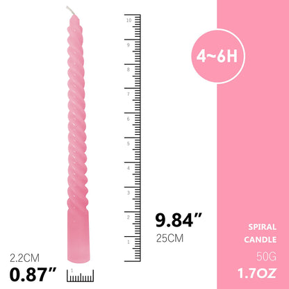 Topsics 6 Pack 10 Inch Pink Taper Candles, Spiral Taper Candles, Unscented Twisted Taper Candlesticks, Home Decor Kitchen Decor Wedding Decorations