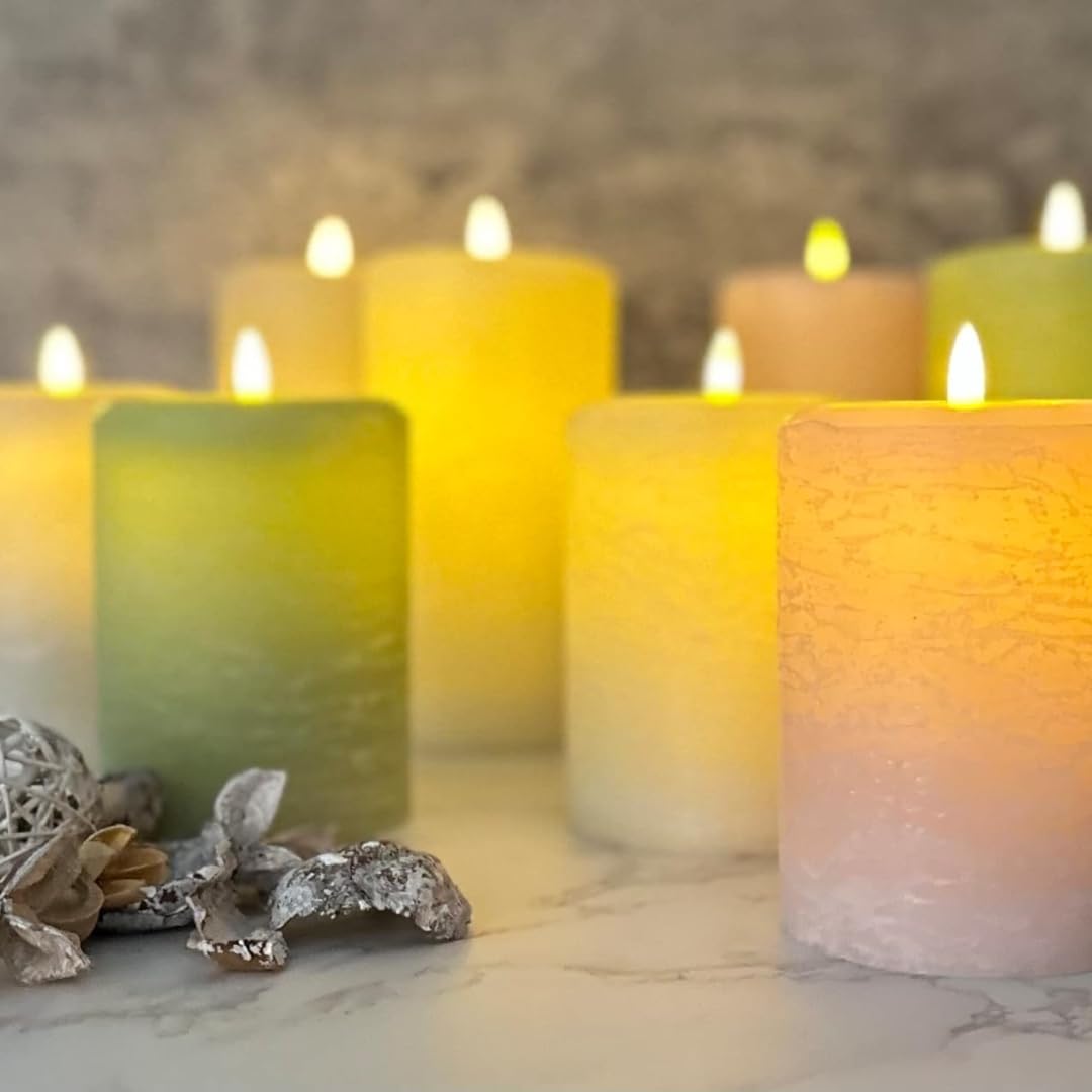 LumiPur Signature Coastal Collection Natural Glow Flickering Flameless LED Wax Pillar Candle (3.5" x 5", Powder Blue)