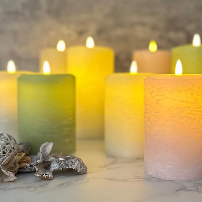 LumiPur Signature Coastal Collection Natural Glow Flickering Flameless LED Wax Pillar Candle (3.5" x 5", Powder Blue)